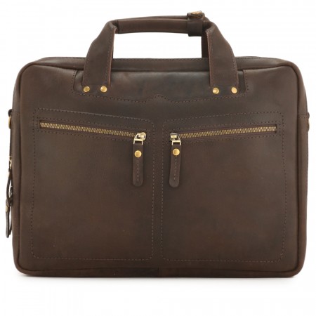 Кожаная мужская сумка-рюкзак "Генри" (коричневый)