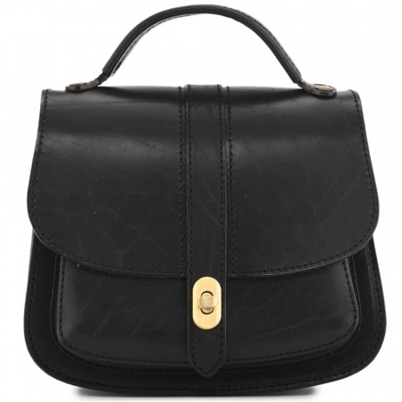 Кожаная сумка ручной работы "Париж" - с ручкой (черный)