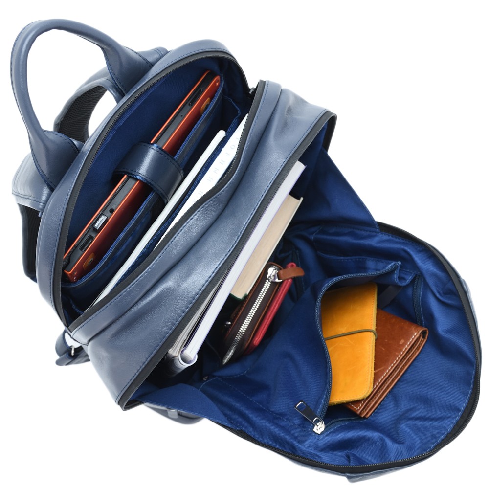 Кожаный рюкзак "Молибден" (синий)