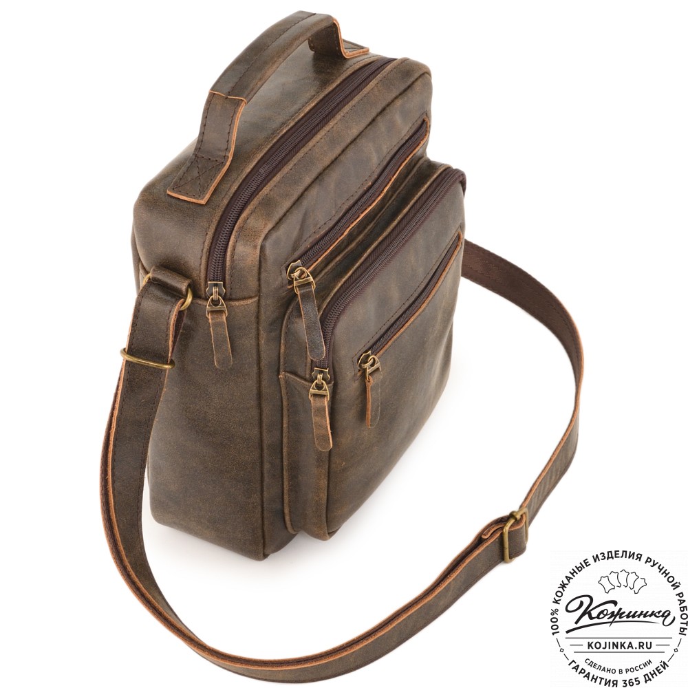  Мужская кожаная сумка "Гектор" (коричневая наппа)