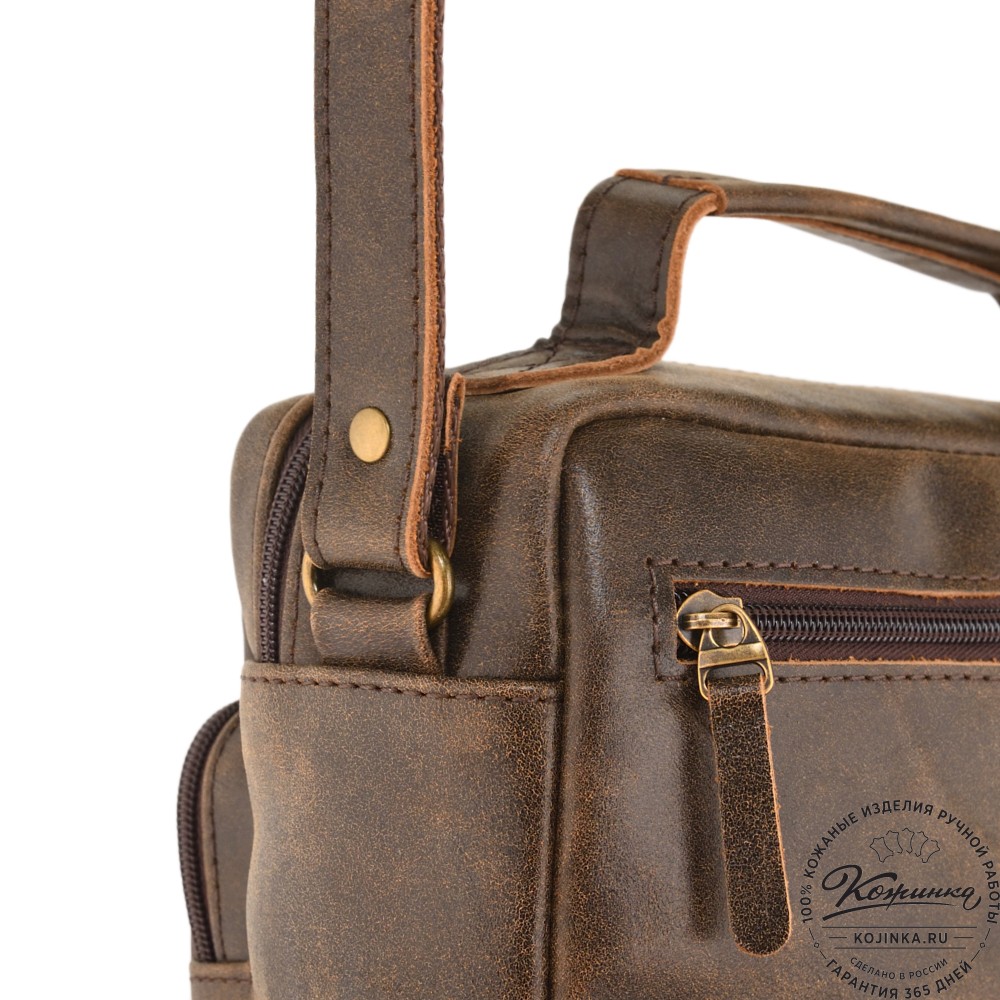  Мужская кожаная сумка "Гектор" (коричневая наппа)