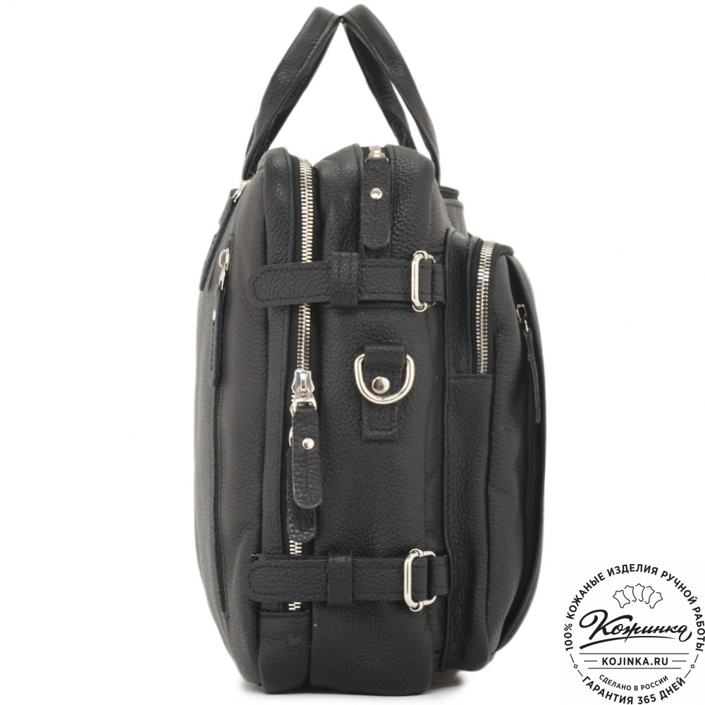 Кожаная сумка-рюкзак "Бигмэн" (черная)