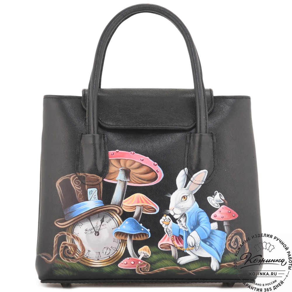 Женская кожаная сумка "Ванесса" "Алиса в стране чудес"