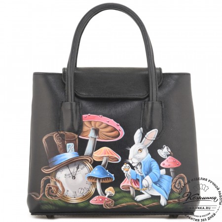 Женская кожаная сумка "Ванесса" "Алиса в стране чудес"