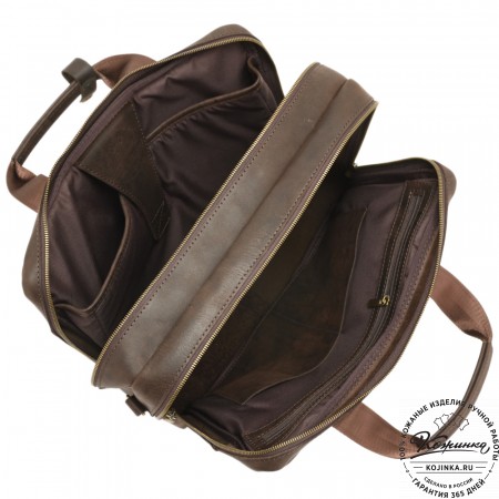 Кожаная мужская сумка-рюкзак "Генри" (коричневый)