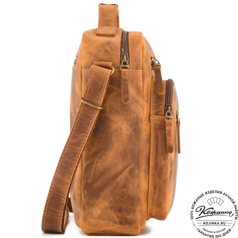 Кожаная сумка "Гектор" (рыжая крейзи)