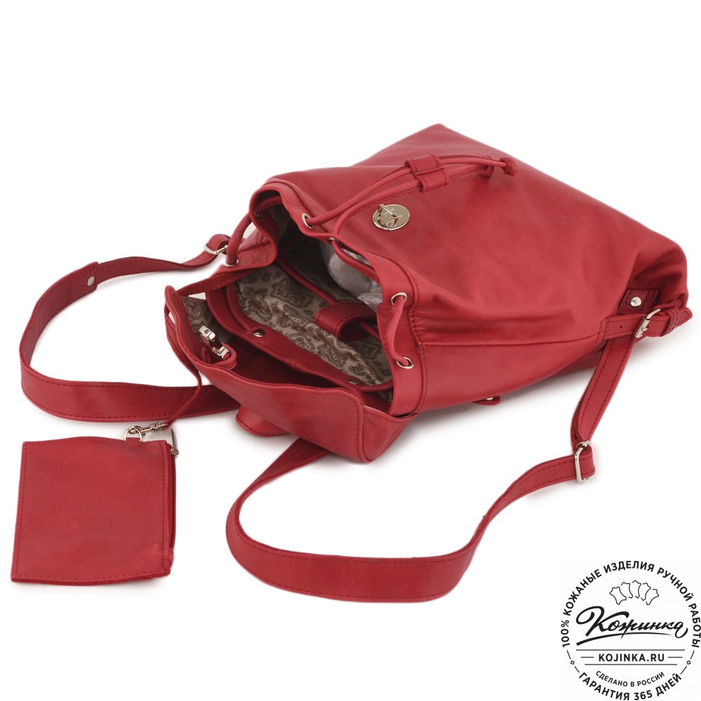  Женский кожаный рюкзак "Паулина" (малина) 