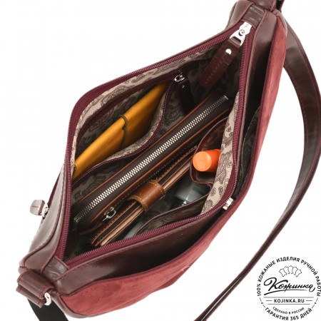 Женская кожаная сумка "Ладога" (вишня)