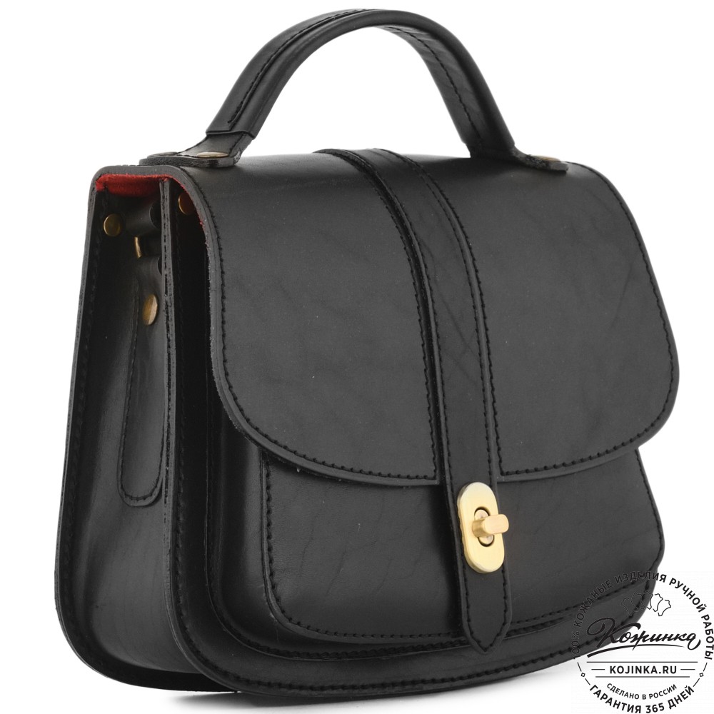 Кожаная сумка ручной работы "Париж" - с ручкой (черный)