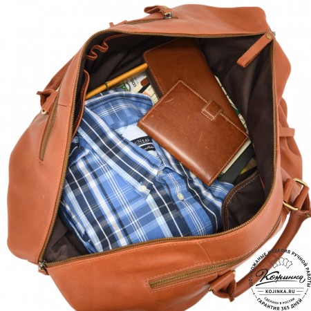 Кожаная дорожно-спортивная сумка Англия (рыжая сиама)