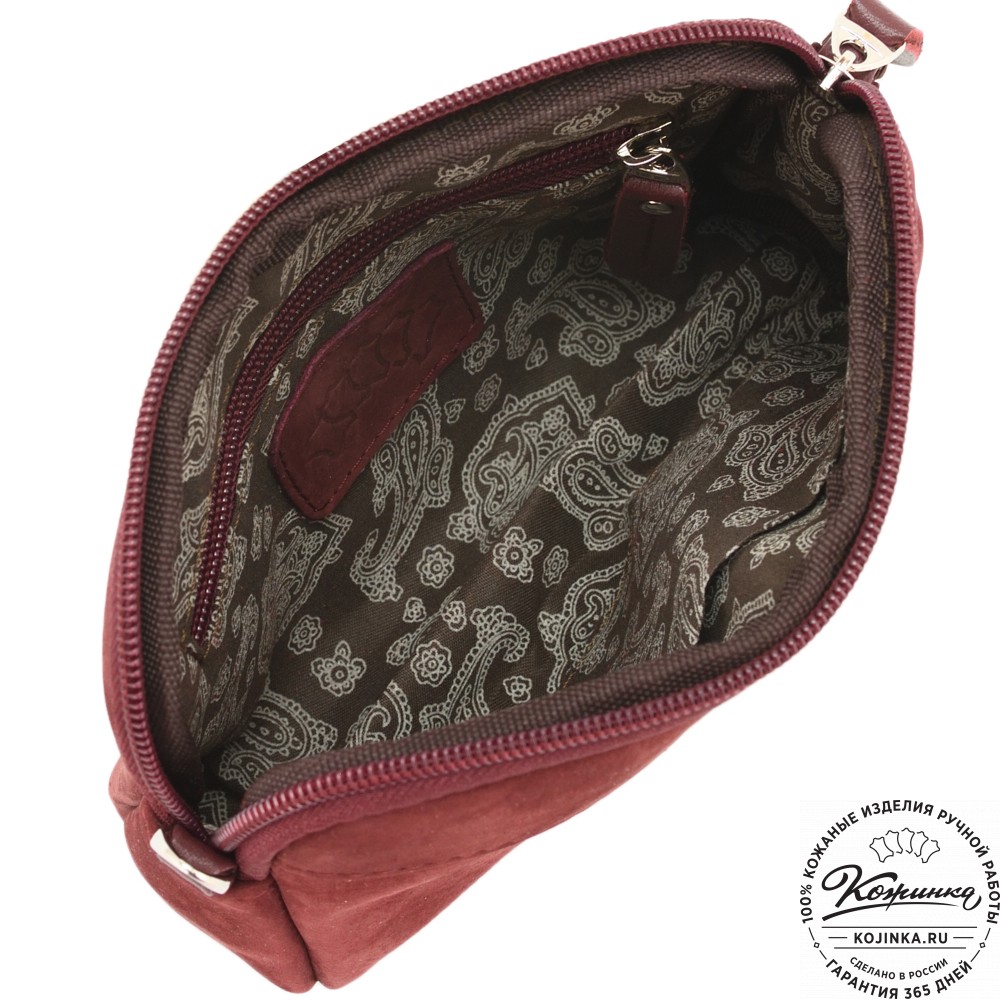  Кожаный клатч "Марта" (нубук вишня)