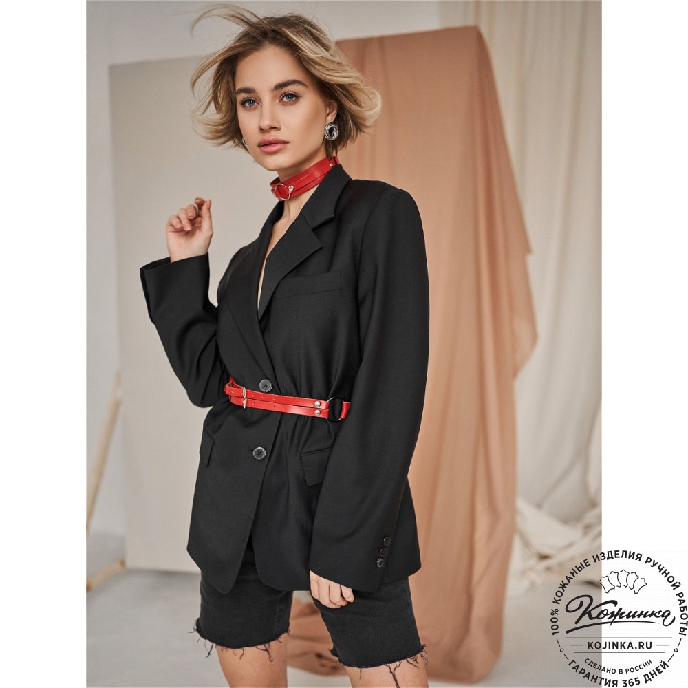 Кожаный пояс Alius (красный)