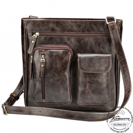 Кожаная сумка "Боб" (тёмно-коричневый антик)