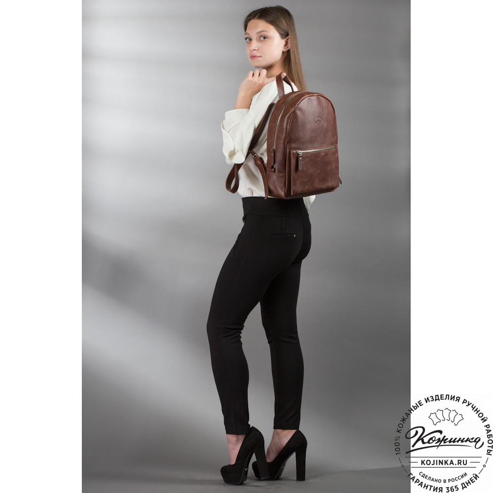 Кожаный рюкзак "Джессика" (хаки гладкая кожа)