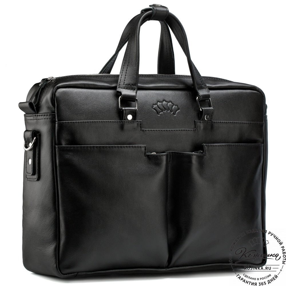 Кожаная деловая сумка "Хантер" (чёрная)