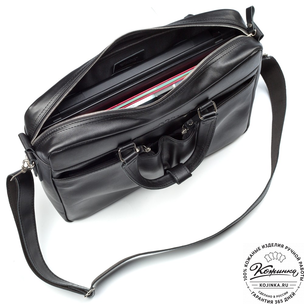 Кожаная деловая сумка "Хантер" (чёрная)