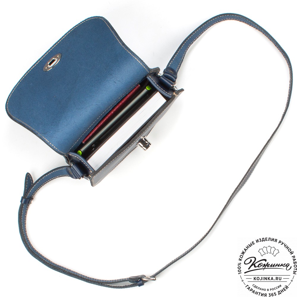 Женская кожаная сумка "Вивьен" (синяя)