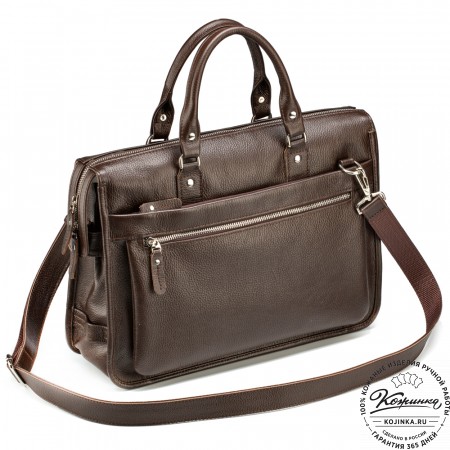 Кожаная деловая сумка "Вильямс" (тёмно-коричневая) 