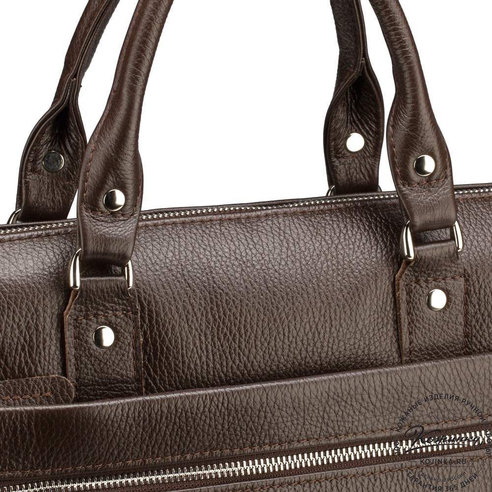 Кожаная деловая сумка "Вильямс" (тёмно-коричневая) 