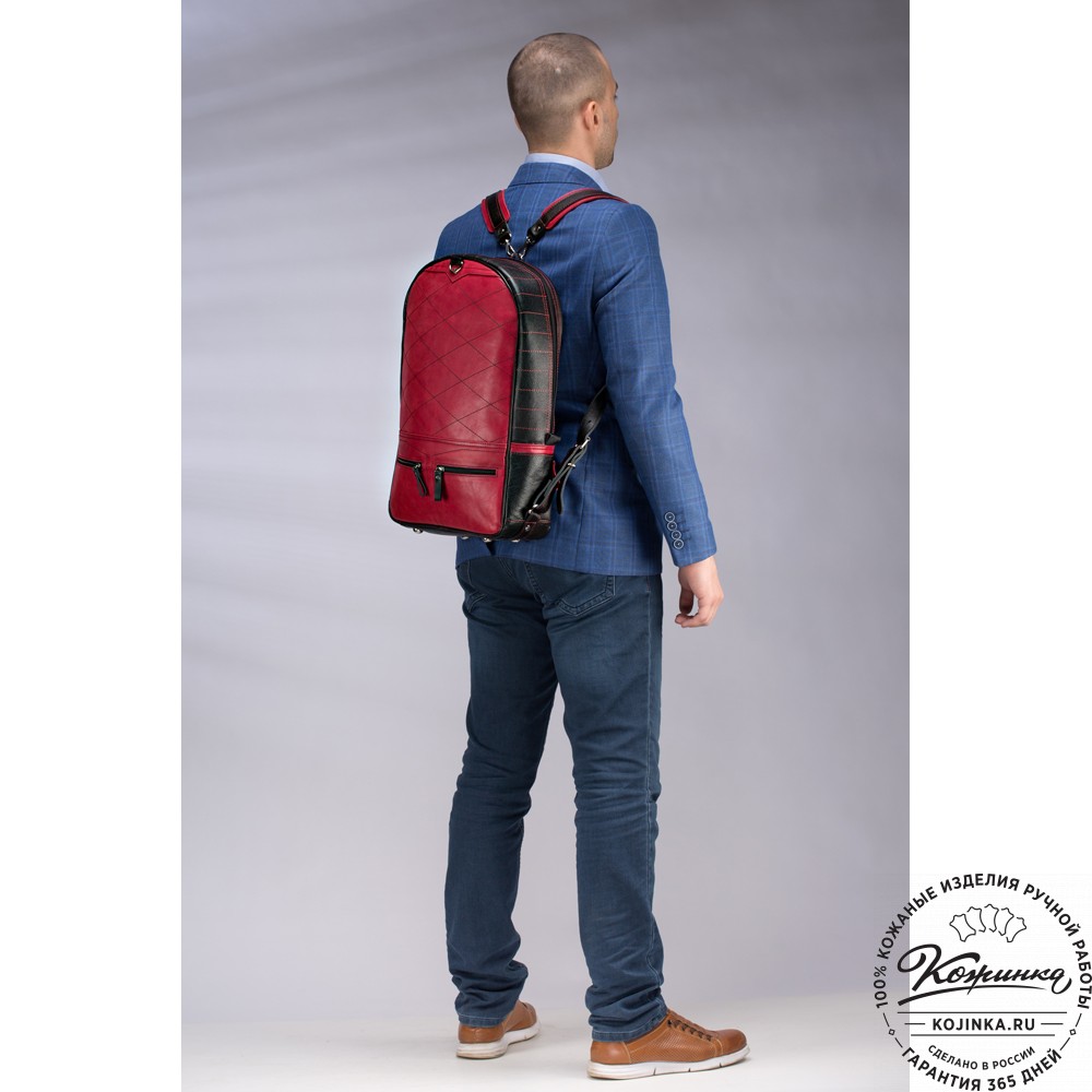 Кожаный рюкзак-трансформер "Покер" (синий) 