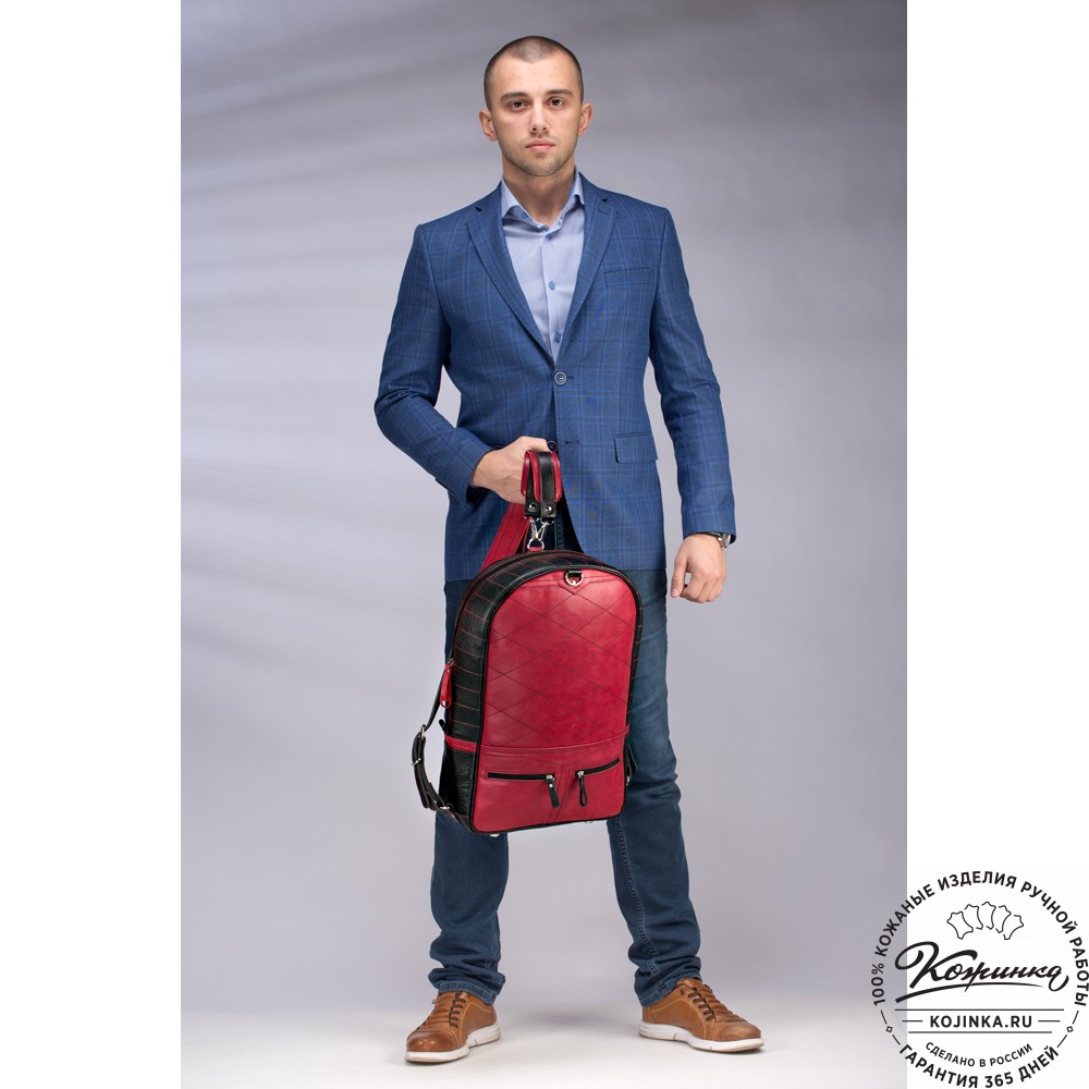 Кожаный рюкзак-трансформер "Покер" (синий) 