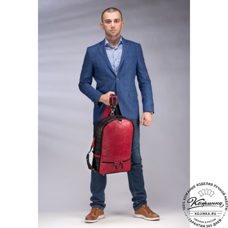 Кожаный рюкзак-трансформер "Покер" (синий) 
