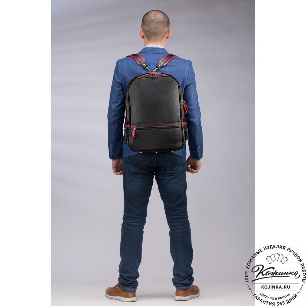 Кожаный рюкзак-трансформер "Покер" (синий) 