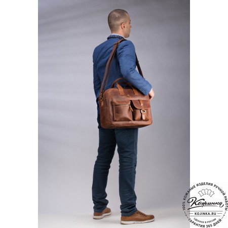 Кожаная деловая сумка "Райли" (коричневый крейзи) 