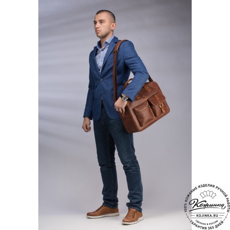 Кожаная деловая сумка "Райли" (коричневый крейзи) 
