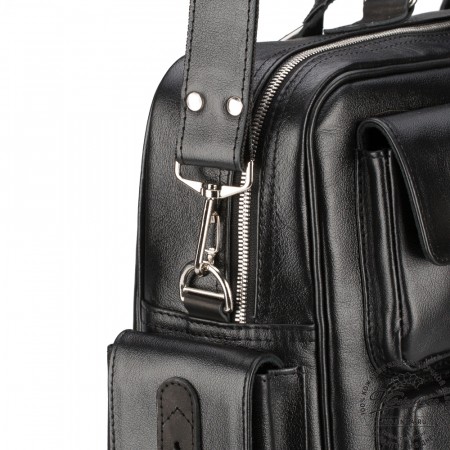 Кожаная деловая сумка для командировок  "Ричард" (чёрная)