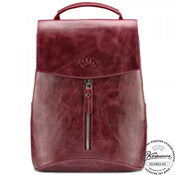 Женский кожаный рюкзак "Ассоль" (бордовый антик). фото 1