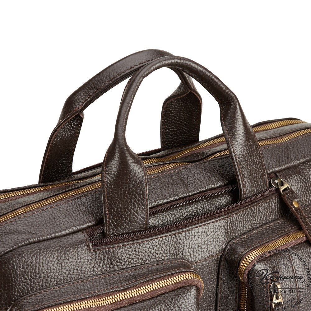 Кожаная сумка-рюкзак "Бигмэн" (тёмно-коричневая)