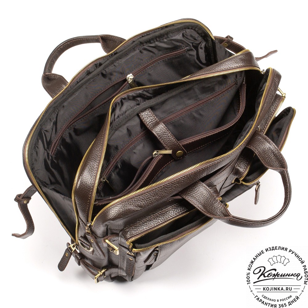 Кожаная сумка-рюкзак "Бигмэн" (тёмно-коричневая)
