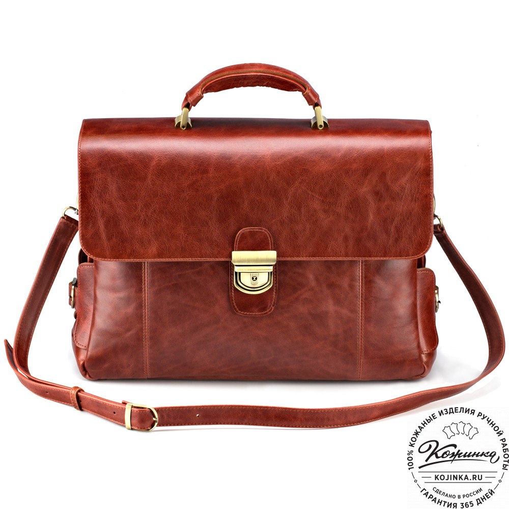Кожаный портфель "Борменталь" (рыжий антик)