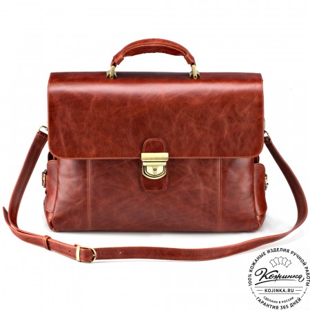 Кожаный портфель "Борменталь" (рыжий антик)
