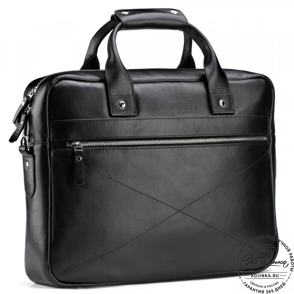 Кожаная деловая сумка "Андерсон" (чёрная) . фото 1