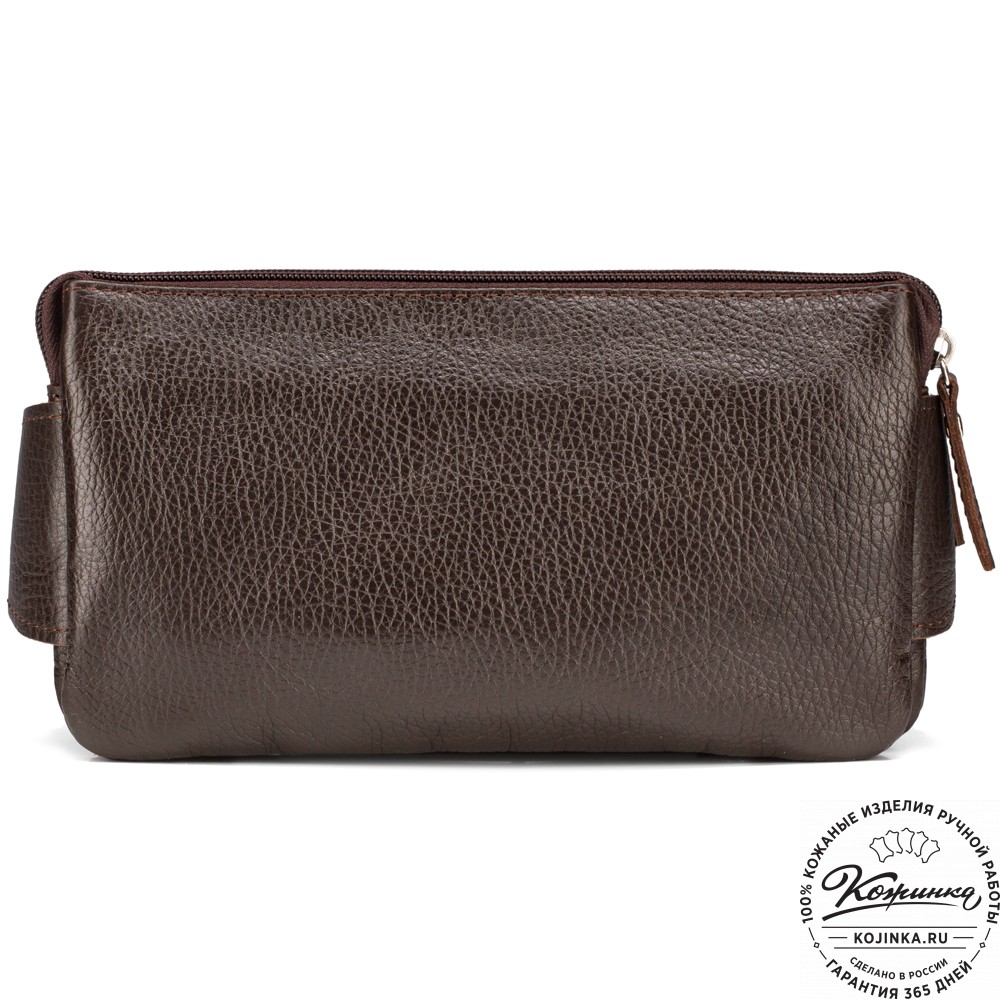 Кожаная сумка на пояс "Юнис" (тёмно-коричневая) 