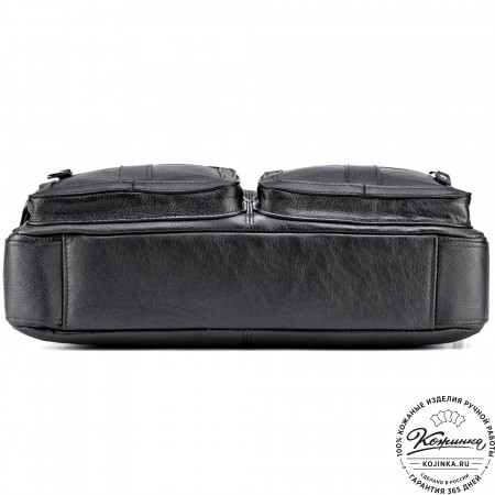 Кожаная деловая сумка "Гильермо" (чёрная) 