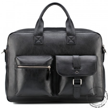 Кожаная деловая сумка "Райли" (чёрная) 