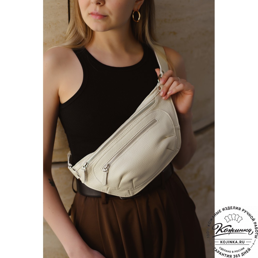  Кожаная сумка на пояс "Рики" (красная)