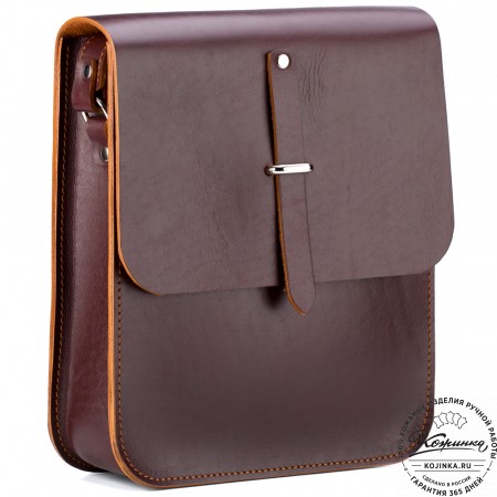 Кожаная сумка через плечо "Казань" (коричневая) 