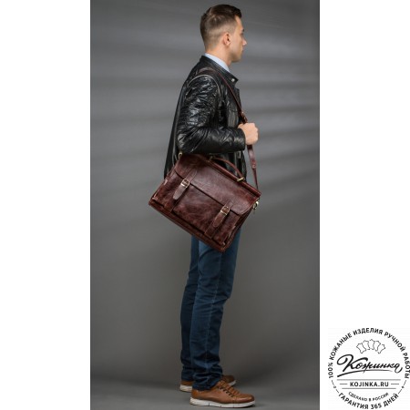 Кожаный портфель "Версаль" (cиний антик)