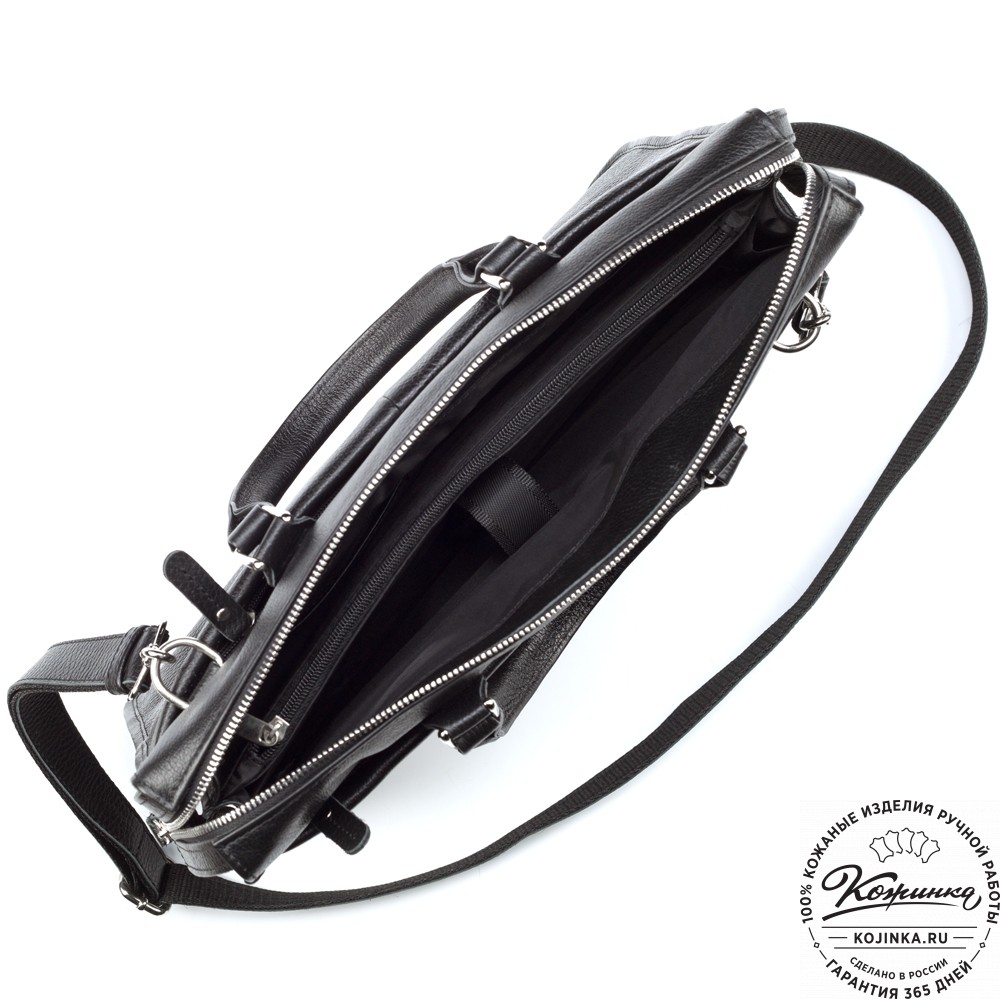 Кожаная деловая сумка "Вильямс" (чёрная) 