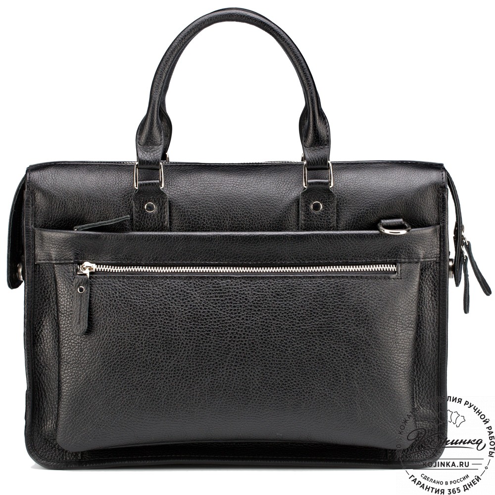 Кожаная деловая сумка "Вильямс" (чёрная) 