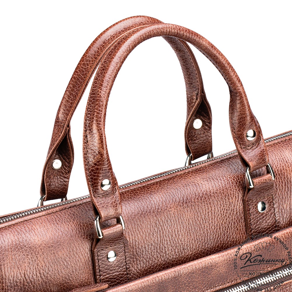 Кожаная деловая сумка "Вильямс" (светло-коричневая) 