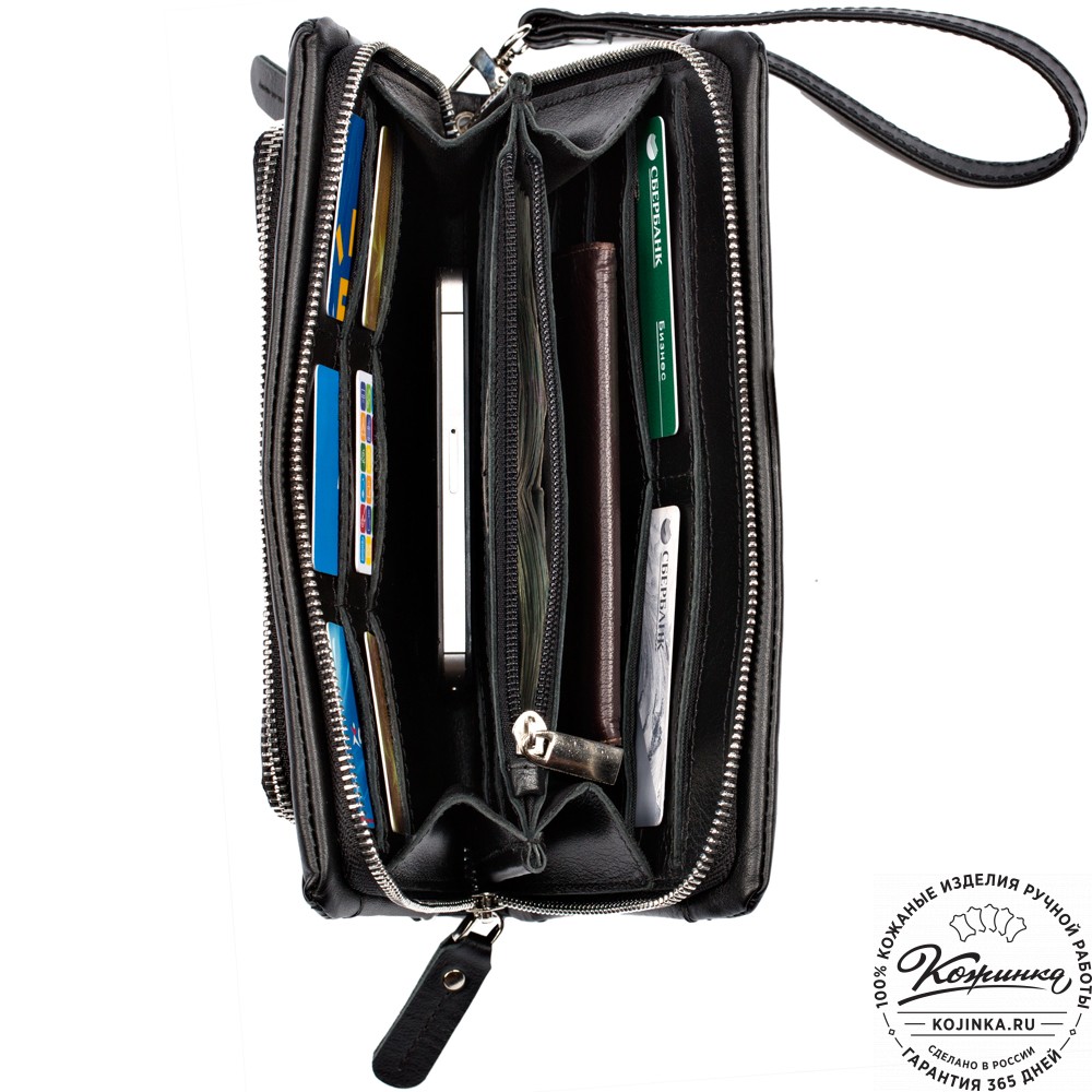 Кожаный клатч "Грэгори" (чёрный) 