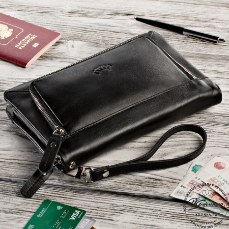 Кожаный клатч "Грэгори" (чёрный) 