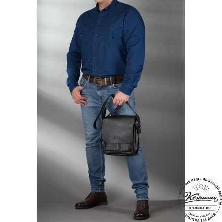 Кожаная сумка через плечо "Алекс" (синий антик) 