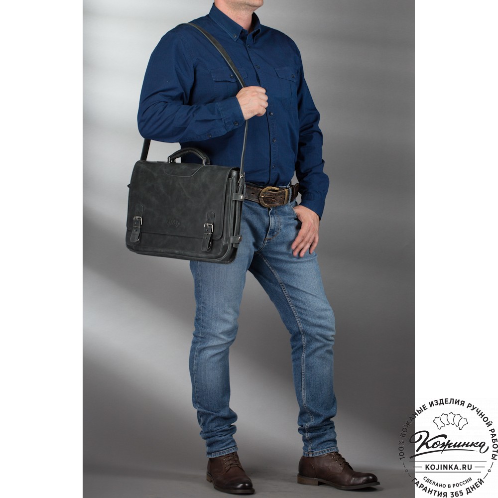 Кожаный портфель "Арамис" (тёмно-коричневый антик)