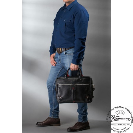 Кожаная деловая сумка "Роджер" (коричневая) 